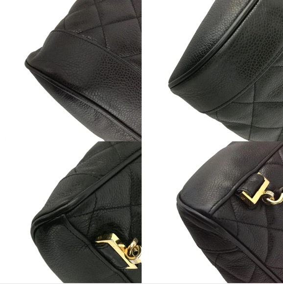 CHANEL Quilted Matelasse CC Logo Caviar Skin Chain Backpack Black - Picture 7 of 11